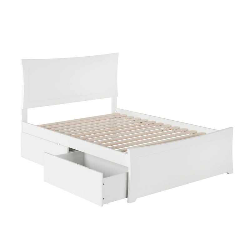 Tweepersoonsbed met Voetbord en 2 Opbergladen in Wit