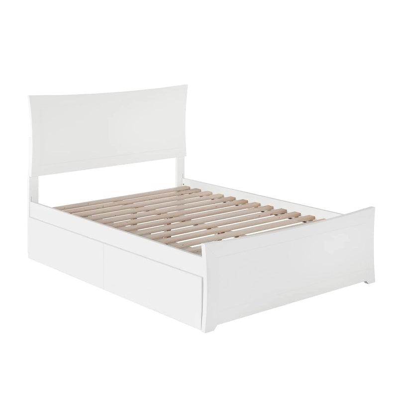 Tweepersoonsbed met Voetbord en 2 Opbergladen in Wit