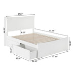 Tweepersoonsbed met Voetbord en 2 Opbergladen in Wit