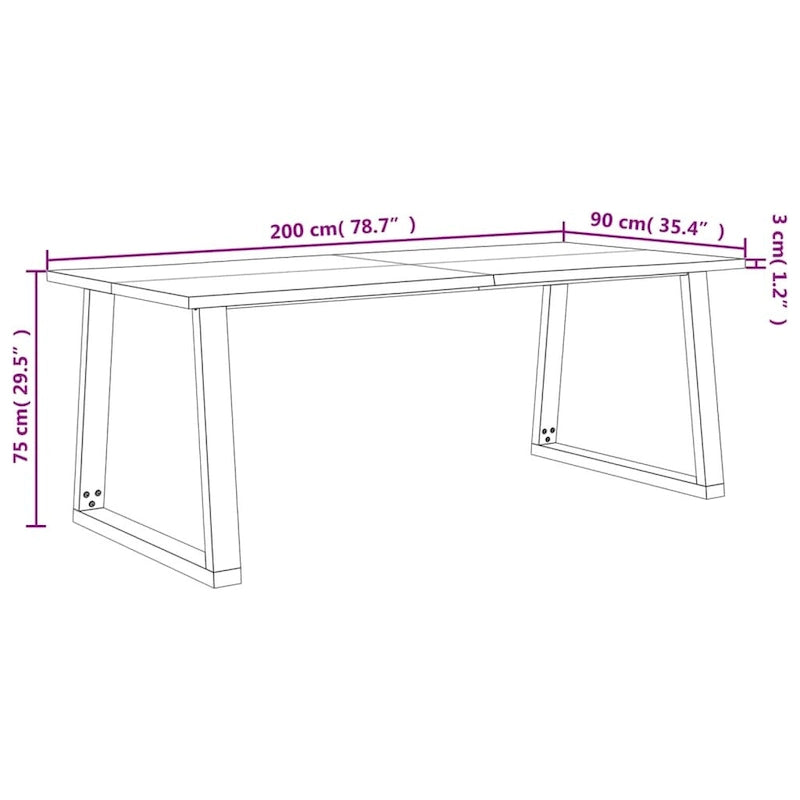 Eettafel met Live Edge – Massief Acaciahout & Stalen Poten