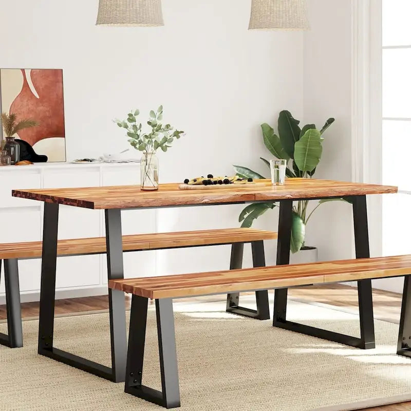 Eettafel met Live Edge – Massief Acaciahout & Stalen Poten