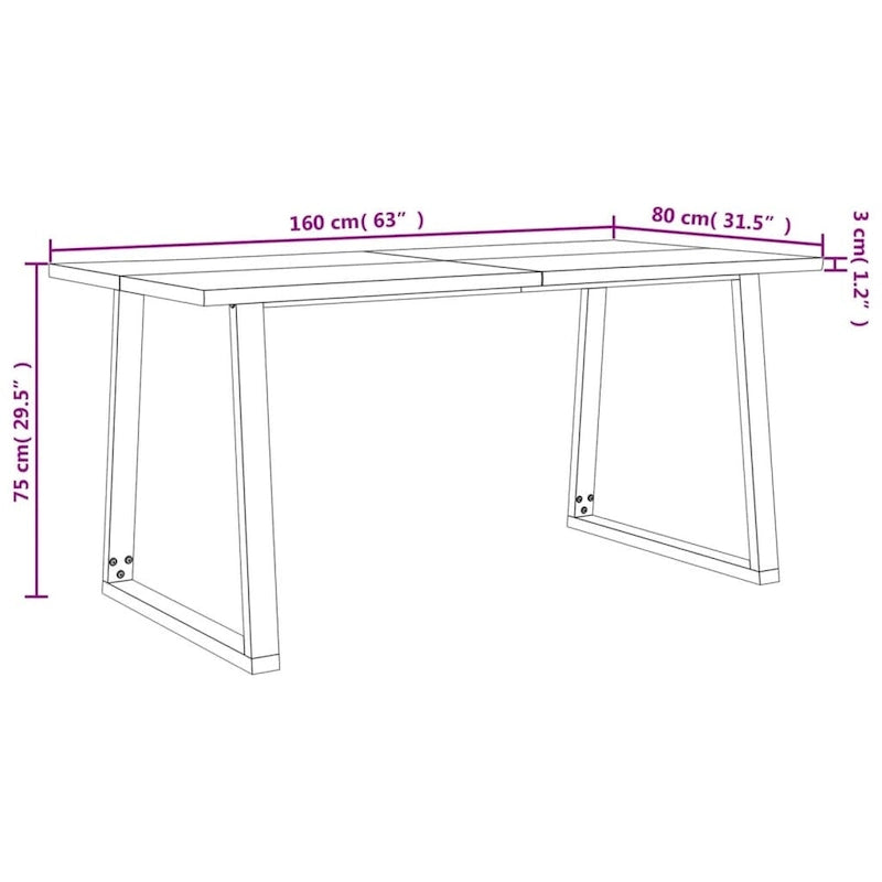 Eettafel met Live Edge – Massief Acaciahout & Stalen Poten