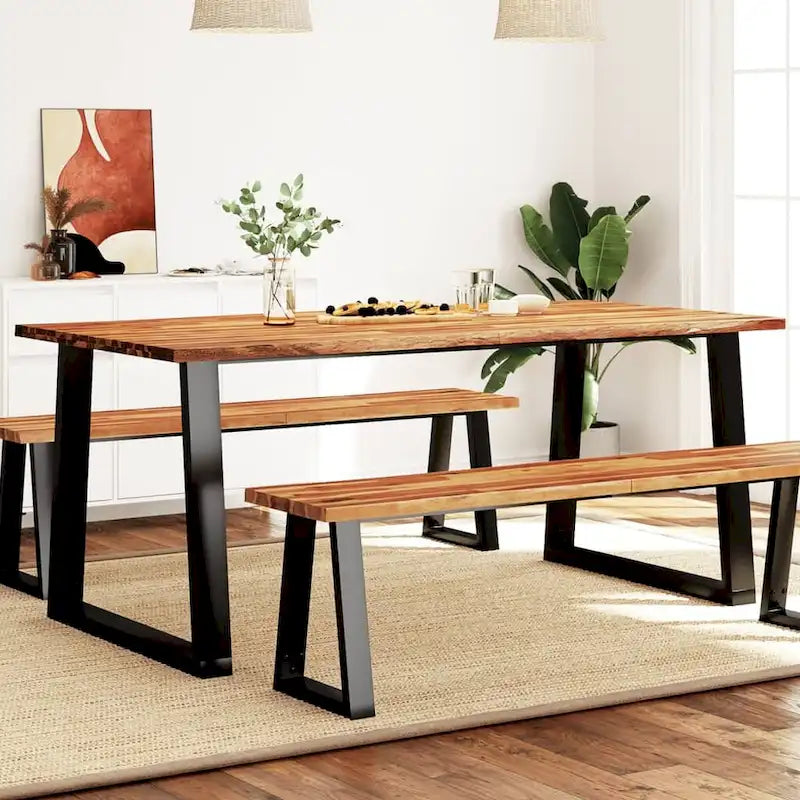 Eettafel met Live Edge – Massief Acaciahout & Stalen Poten
