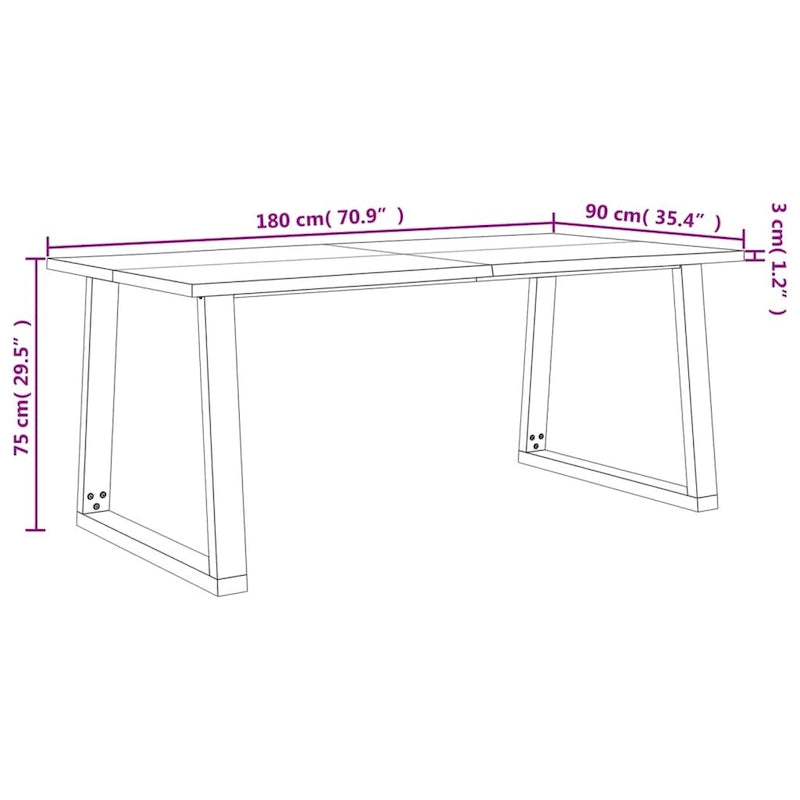 Eettafel met Live Edge – Massief Acaciahout & Stalen Poten