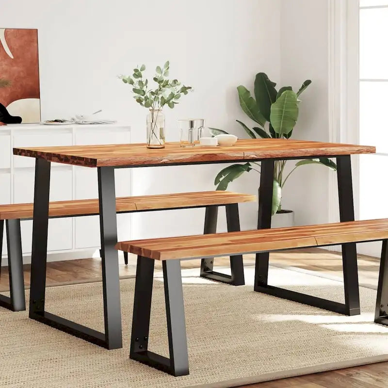 Eettafel met Live Edge – Massief Acaciahout & Stalen Poten