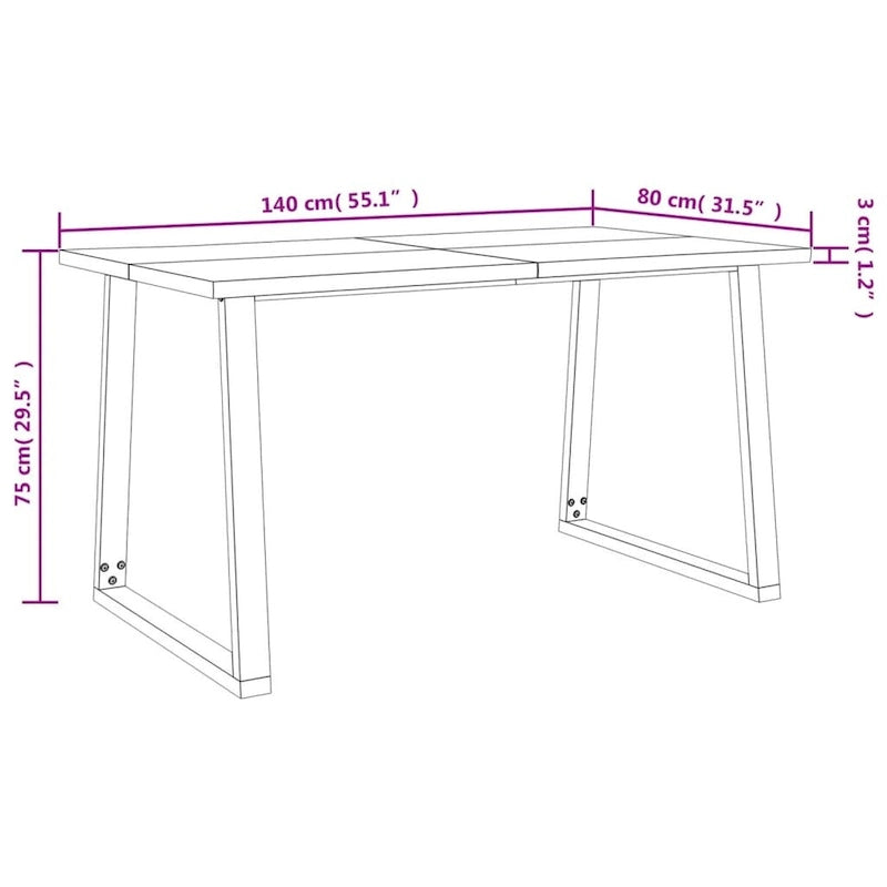 Eettafel met Live Edge – Massief Acaciahout & Stalen Poten