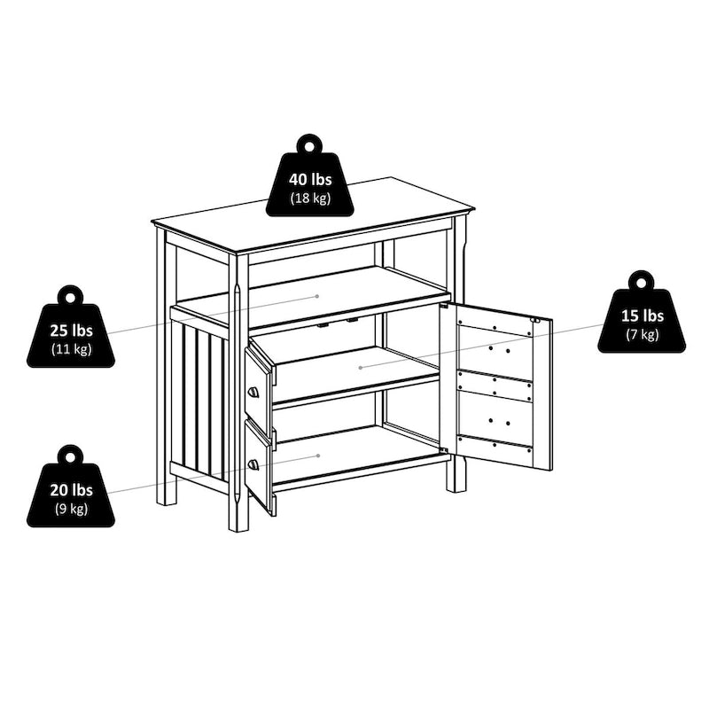 Zwart dressoir met opbergruimte – 91 x 46 x 91 cm