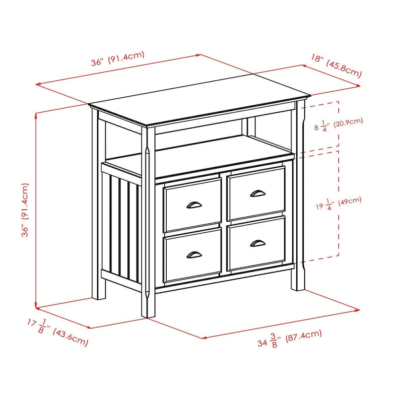 Zwart dressoir met opbergruimte – 91 x 46 x 91 cm