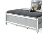 Kingsize bed met LED hoofdbord, spiegelafwerking en zilveren fluwelen gecapitonneerde details