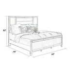 Kingsize bed met LED hoofdbord, spiegelafwerking en zilveren fluwelen gecapitonneerde details