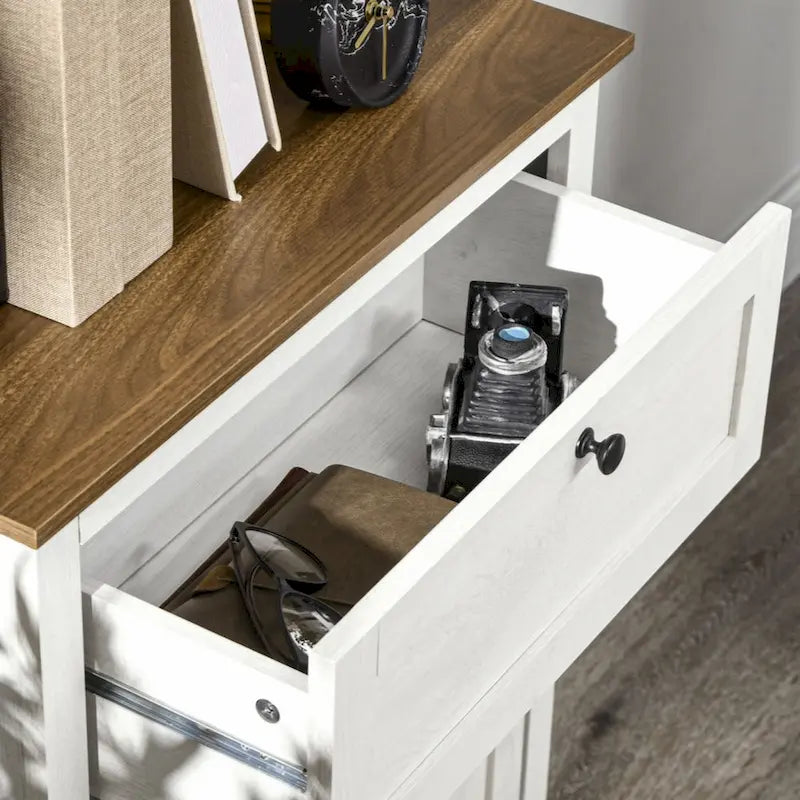 Schuifdeurkast met dubbele deuren en lade – Wit