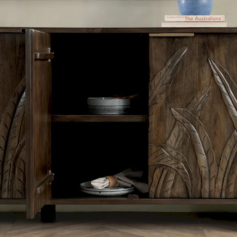 82" massief houten dressoir met 4 deuren