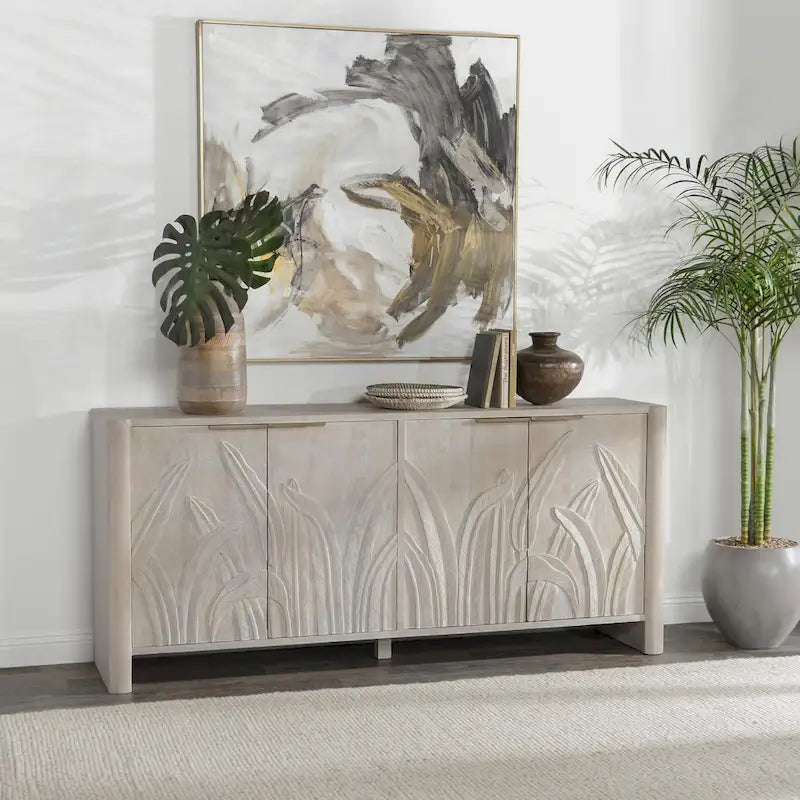 82" massief houten dressoir met 4 deuren