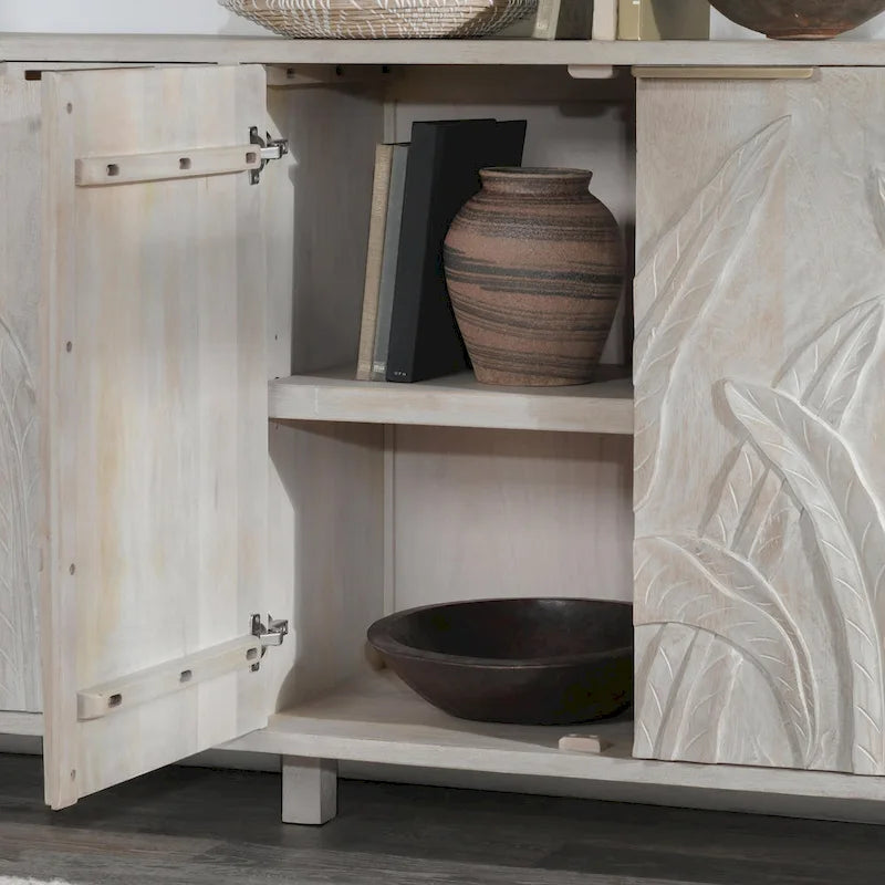 82" massief houten dressoir met 4 deuren