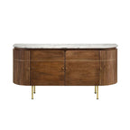 4-Deurs Dressoir met Marmeren Blad – Wit en Naturel