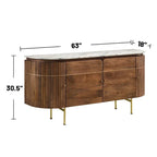 4-Deurs Dressoir met Marmeren Blad – Wit en Naturel