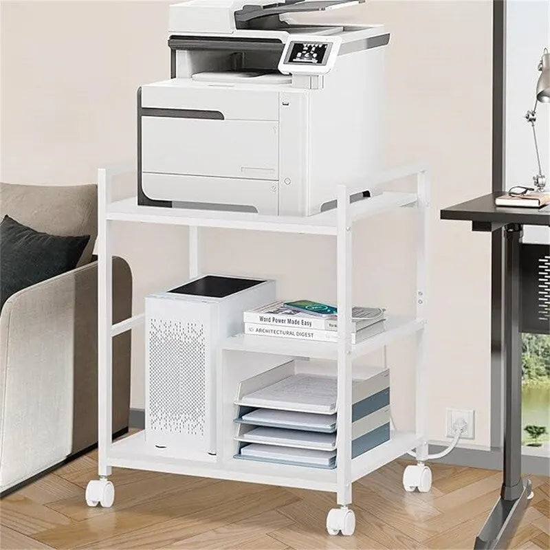 3-laags printerstandaard met laadstation en USB-poorten, 24D x 18,62B x 30,86H
