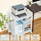 3-laags printerstandaard met laadstation en USB-poorten, 24D x 18,62B x 30,86H