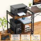 3-laags printerstandaard met laadstation en USB-poorten, 24D x 18,62B x 30,86H