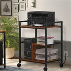 3-laags printerstandaard met laadstation en USB-poorten, 24D x 18,62B x 30,86H